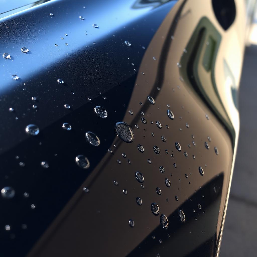 Water beading on paint
